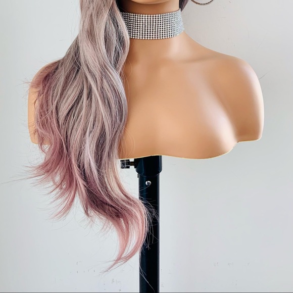 A Very Pretty 22” Ash Berry Color Synthetic Wig with Bangs / “Put On & Go” - Picture 5 of 11